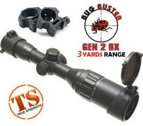 UTG 5th Gen 6x32AO Bug Buster Compact Rifle Scope, Gen 2, Illuminated Mil-Dot Reticle, 1/4 MOA, 1 Tube, See-Thru Weaver Ringsutg 