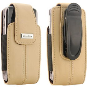 Blackberry Ecru Tan Leather Vertical Pouch With Belt Clip For Pearl 8100blackberry 