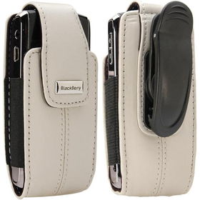 Blackberry Pearl White Leather Vertical Pouch With Belt Clip For Pearl 8100blackberry 