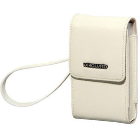 Medium White Quito Series Leather Digital Camera Pouch - 2.5" W X 4.125" H X .75" Dmedium 