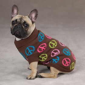 Brown - Peace Sign Dog Sweatersbrown 