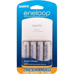 Eneloop 4-Position Charger With 4 Pre-Charged Rechargeable AA NiMH Batterieseneloop 