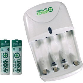 Standard Wall Charger with 2 AA Green Precharged Batteriesstandard 