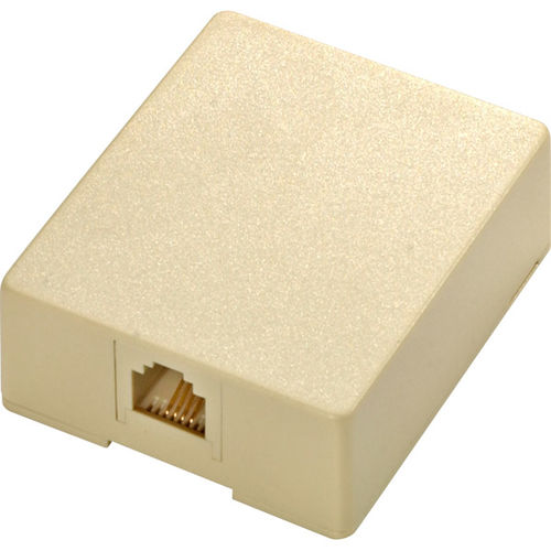 4-Conductor UL Surface Modular Telephone Jack - Ivoryconductor 