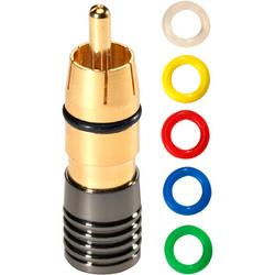 RG-6 RCA Quad Shield Compression Connector With Color Bands - 10-Packrca 