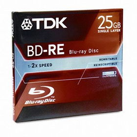 TDK 48699 - BD-RE DVD Disc, 25GB, 2x, w/Jewel Case, Whitetdk 