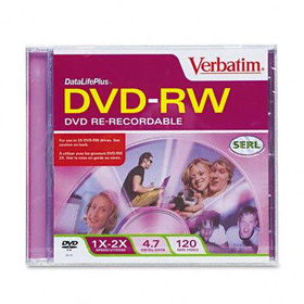 Verbatim 94501 - DVD-RW Disc, 4.7GB, 2x, w/Jewel Case, Matte Silververbatim 