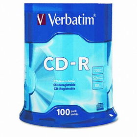 CD-R Discs, 700MB/80min, 52x, Spindle, Silver, 100/Packverbatim 