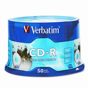 CD-R Discs, 700MB/80min, 52x, Spindle, Silver, 50/Packverbatim 