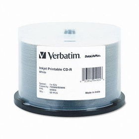 CD-R Discs, 700MB/80min, 52x, Spindle, White, 50/Packverbatim 