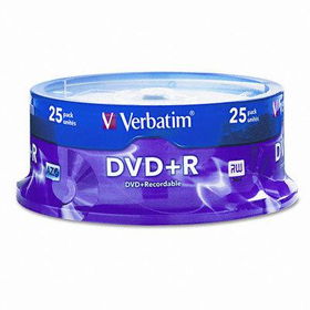 DVD+R Discs, 4.7GB, 16x, Spindle, Silver, 25/Packverbatim 