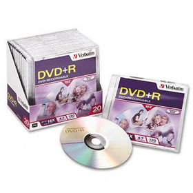 Verbatim 95038 - DVD+R Discs, 4.7GB, 16x, w/Slim Jewel Cases, 20/Packverbatim 