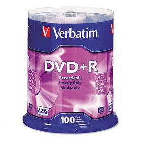 DVD+R Discs, 4.7GB, 16x, Spindle, 100/Packverbatim 