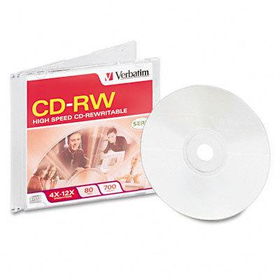 CD-RW Disc, 700MB/80min, 4x-12x, w/Slim Jewel Case, Silververbatim 