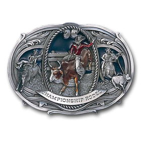 Pewter Belt Buckle - Championship Rodeo (small)pewter 