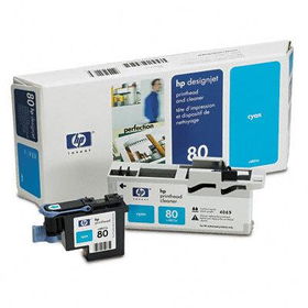 C4821A (HP80) Printhead & Cleaner, Cyanprinthead 