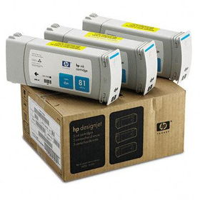 HP C5067A - C5067A (HP 81) Ink, 1000 Page-Yield, 3/Pack, Cyanink 