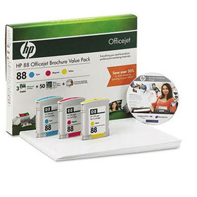 HP Q8933AN - 88 Series Officejet Ink Cartridge Combo Pack w/50 Glossy Brochure Sheetsseries 