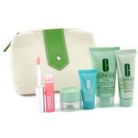 CLINIQUE by Clinique Travel Set: Scrub 30ml + Continuous Cream 15ml + Turnaround Renewer 7ml + Eye Cream 5ml + Liploss 2.--5pcs+1bagclinique 