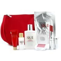 SK II by SK II Travel Set: Clear Lotion + Up-Lifter + Emulsion + Mask + Lipstick + Eye Shadow + Bag--6pcs+1bagtravel 