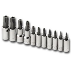 TORX BIT SKT SET 11PC TAMPER-PROOF T8-T55torx 