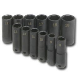 SOCKET SET IMPACT 3/8IN. DRIVE 12PC MET DEEP 6 PTsocket 