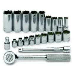 SOC SET 3/8 21PC W/RATCHET & EXTwratchet 