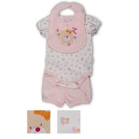 Infant Girls 3Pc Set- Onsie, Shorts And Bib Case Pack 6infant 