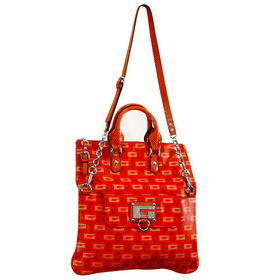 Women's Naomi Orange Signature Printed Synthetic Leather Totewomen 