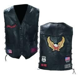 Diamond Plate&trade; Rock Design Genuine Buffalo Leather Biker Vest (2X)diamond 