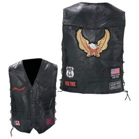 Diamond Plate&trade; Rock Design Genuine Buffalo Leather Biker Vest (Large)diamond 