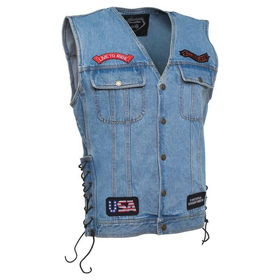 Diamond Plate&trade; Heavy-Weight Denim Motorcycle Vest with Patches (2X)diamond 