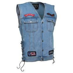 Diamond Plate&trade; Heavy-Weight Denim Motorcycle Vest with Patches (3X)diamond 