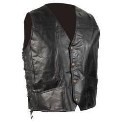 Diamond Plate&trade; Hand-Sewn Pebble Grain Genuine Leather Biker Vest (2X)diamond 