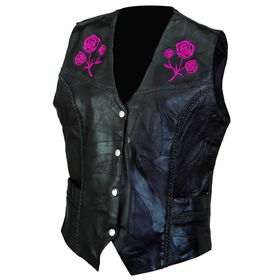 Diamond Plate&trade; Rock Design Ladies&apos; Genuine Buffalo Leather Vest (Small)diamond 