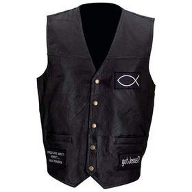 Giovanni Navarre&reg; Italian Stone&trade; Design Genuine Leather Vest with Christian Patches (2X)giovanni 