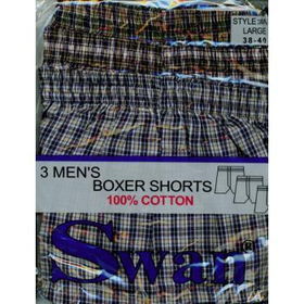 Swan 100% Cotton Men's Boxer Shorts Case Pack 72swan 