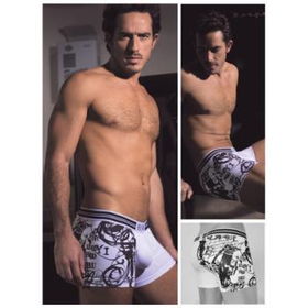 Mens Beau Mode Black/White Print Boxer Trunk Case Pack 6mens 