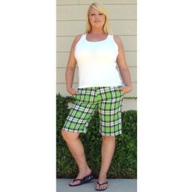 New Plus Size Plaid Bermuda Shorts Case Pack 8