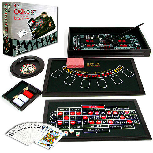 4 in 1 Casino Game Table Roulette, Craps, Poker, BlackJackcasino 