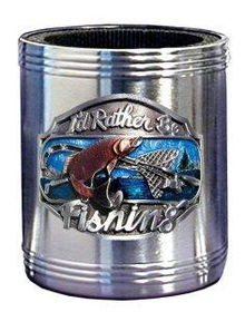 Can Cooler - Pewter Emblem Rather Be Fishingcooler 