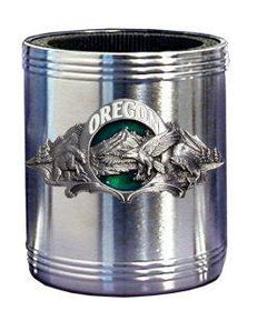 Can Cooler - Pewter State Emblem Oregoncooler 