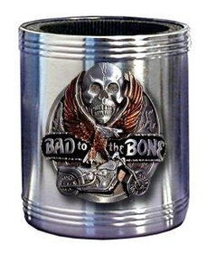 Can Cooler - Pewter Emblem Bad To The Bone Eagle