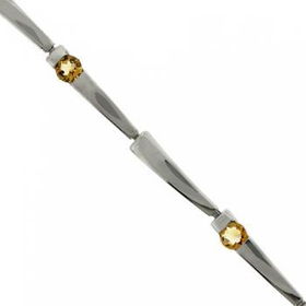 New Heavy Sterling Silver Link Bracelet w/ Citrine Gemsheavy 