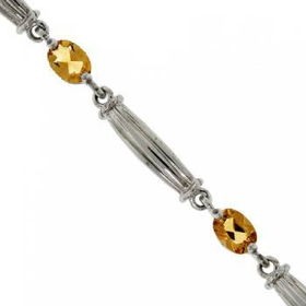 Sterling Silver Link Bracelet w/ Citrine Gems Lobstersterling 