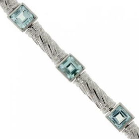 Sterling Silver Blue Topaz Bracelet - Twisted Designsterling 