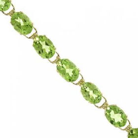 Yellow Gold Tennis Bracelet w/ Green Peridot 7 Inchesyellow 