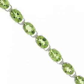 White Gold Tennis Bracelet w/ Genuine Peridot Gemstoneswhite 