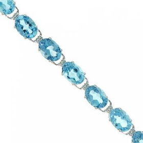 Solid White Gold Tennis Bracelet Blue Topaz Gems Size 7solid 