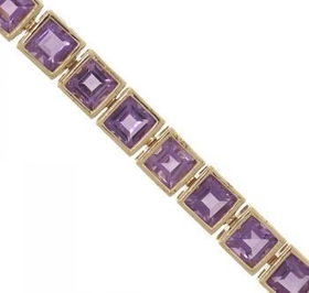 Gold Tennis Bracelet 9 Carats Princess Amethyst Gemsgold 